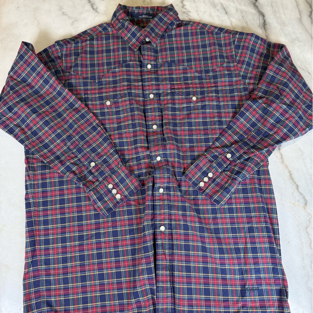 Daniel Cremieux Signature Mens Plaid Long Sleeve Western Pearl Snap Shirt Size L